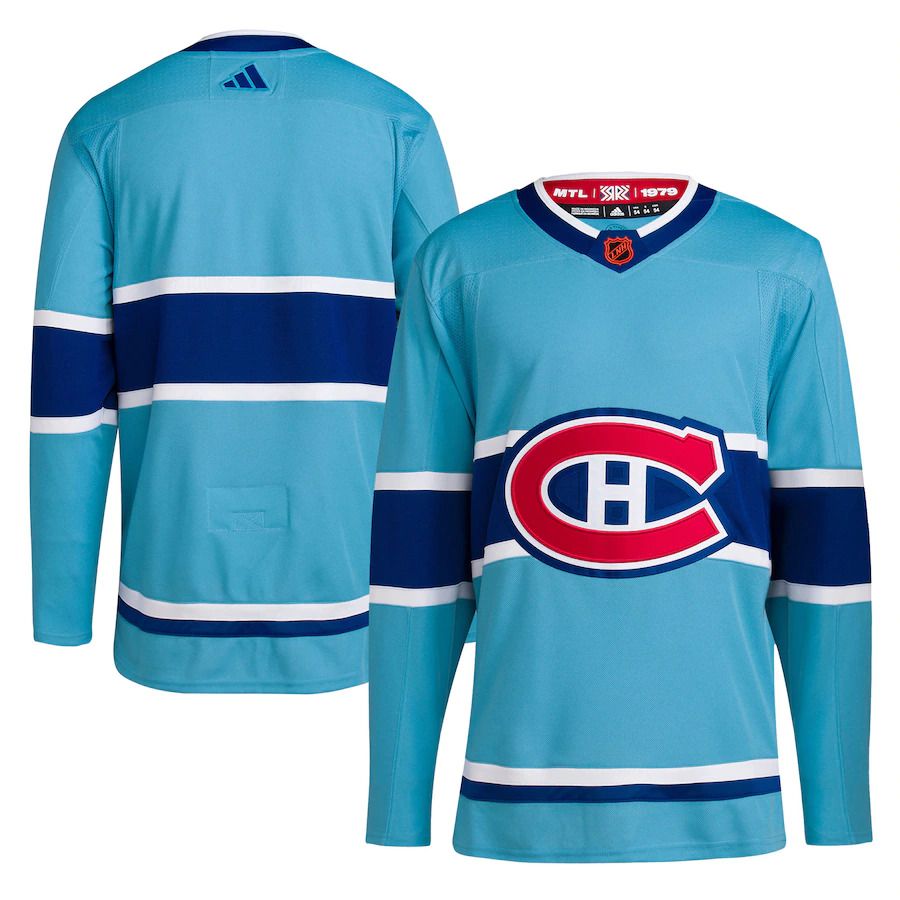 Men Montreal Canadiens adidas Light Blue Reverse Retro Authentic Blank NHL Jersey